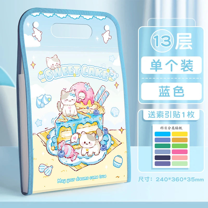 Cake Kawaii File Folder with Button Lock and Handle 12 Layers ( 1pc )