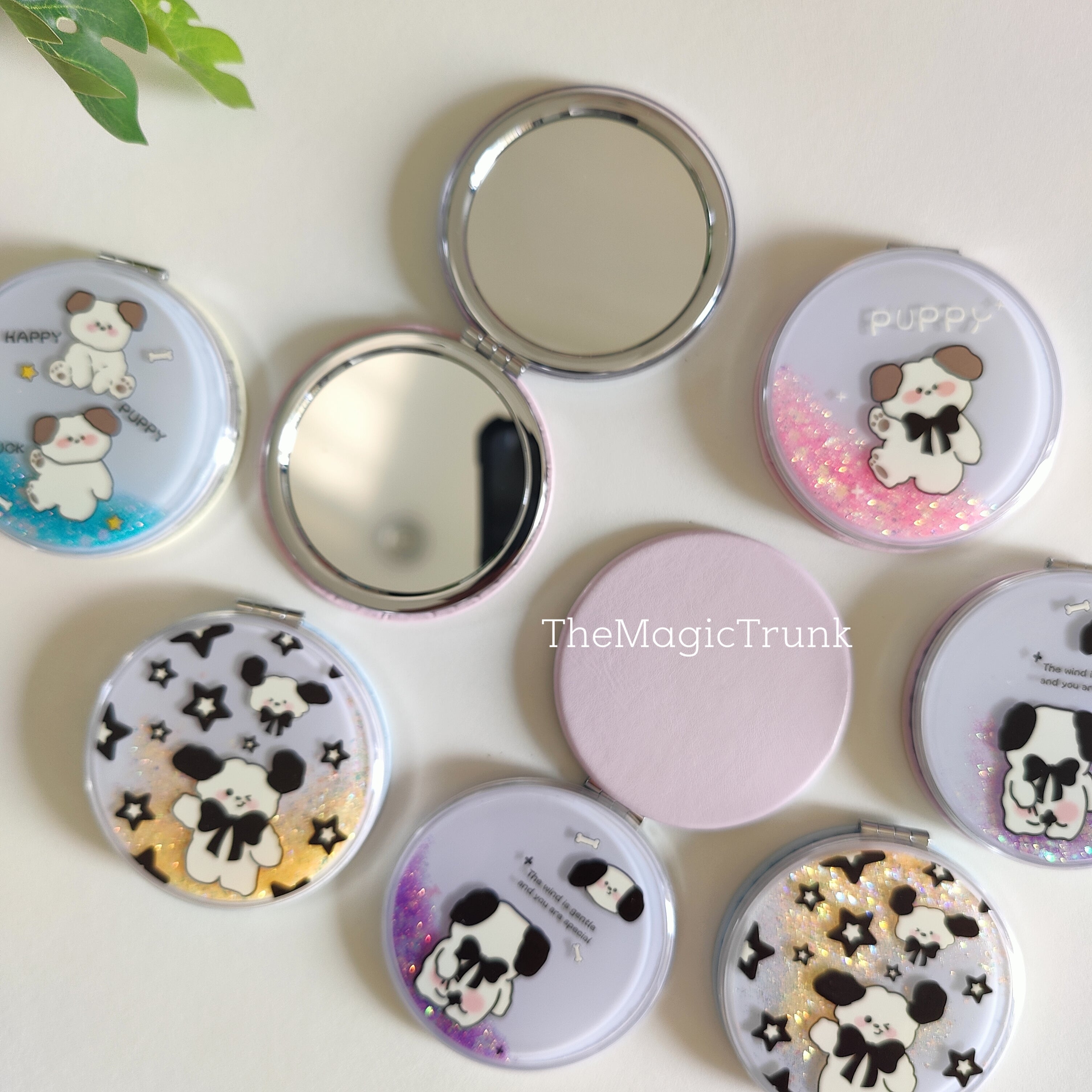Puppy Glitter Cosmetic Pocket Mirror ( 1pc )