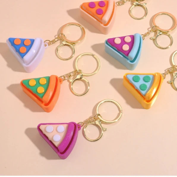 Pizza Mechanical Button Clicker Keychain ( 1pc )