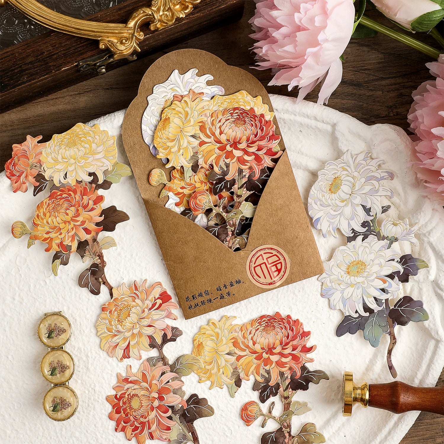 Elegant Floral Series Journaling Scrapbooking Cutouts ( 8pcs )