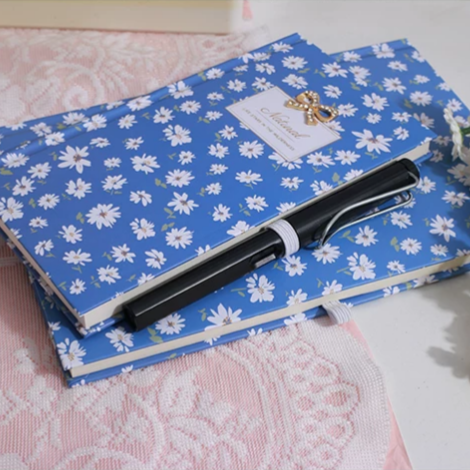 Fresh & Floral Bow Charm Hardbound Handbook Notebook Diary ( 1pc )