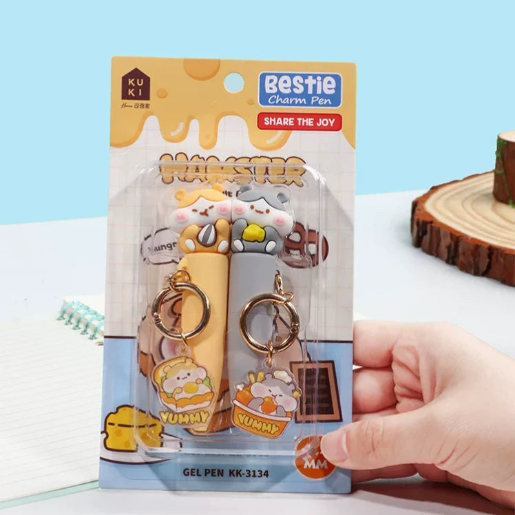 Hamster Bestie Couple Charm Gel Pen ( 2pcs )
