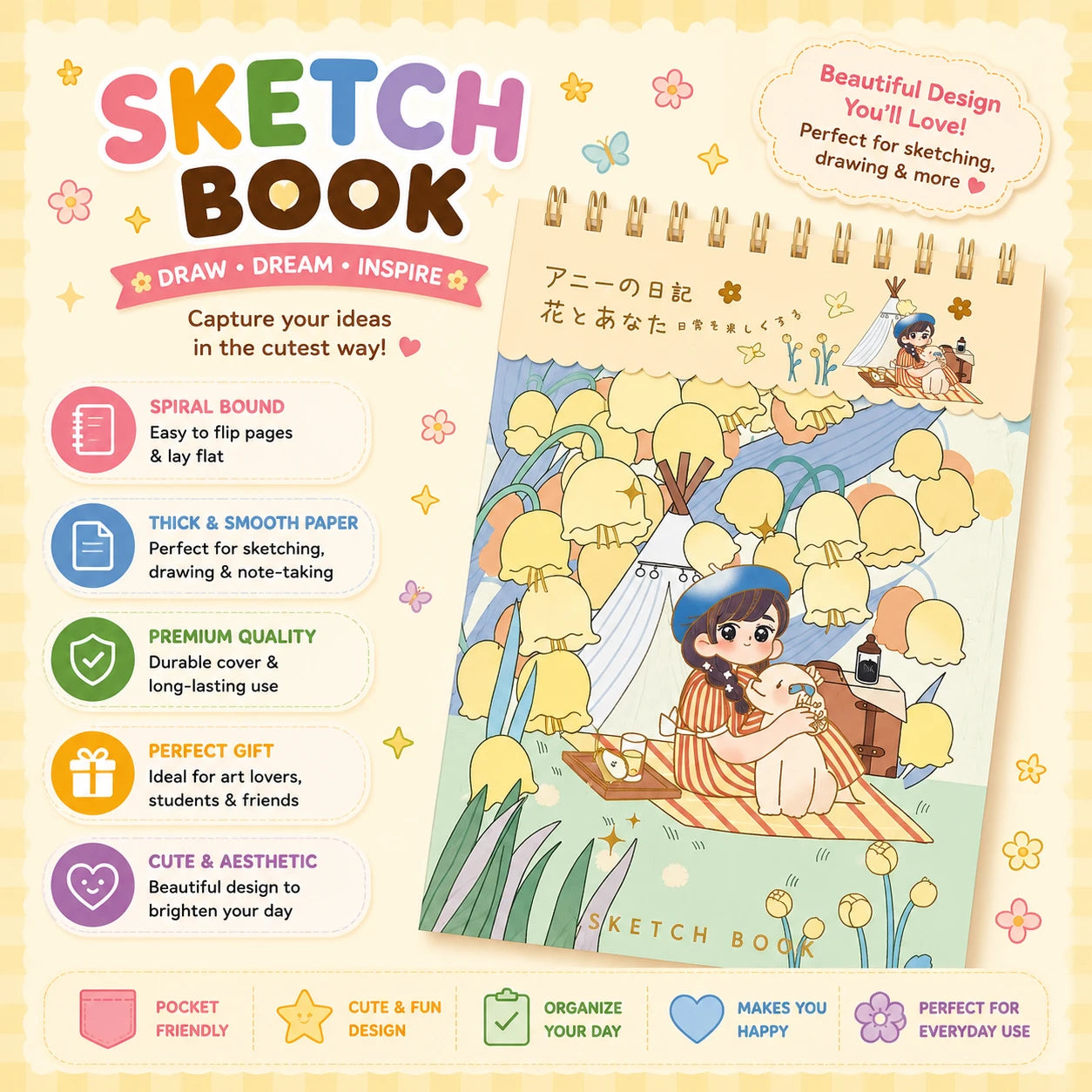 Kawaii Sketch Spiral Book ( 1pc )