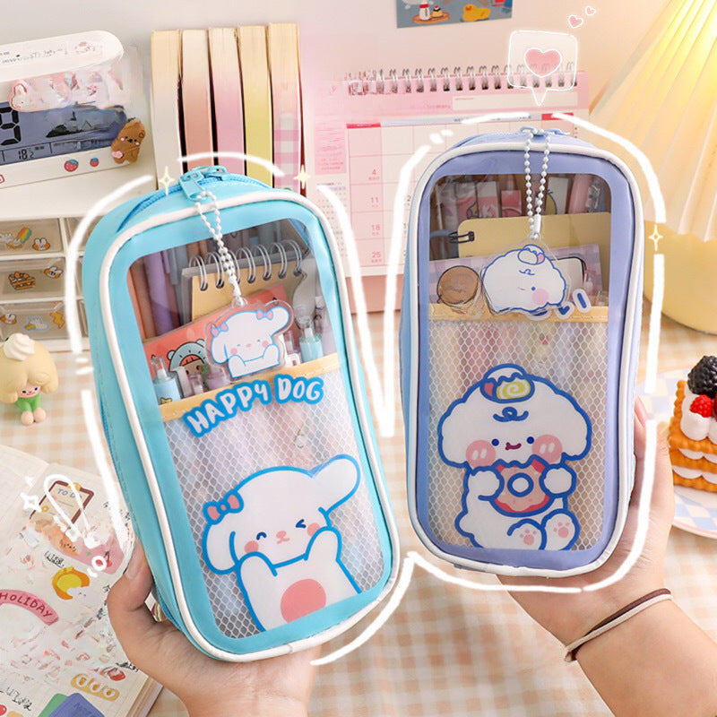 Kawaii Multipurpose Stationery Pouch with Charm keychain ( 1pc )