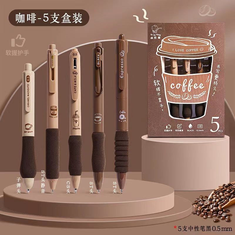 Japanese Soft Grip Black Gel Pen Set ( 5 pcs )