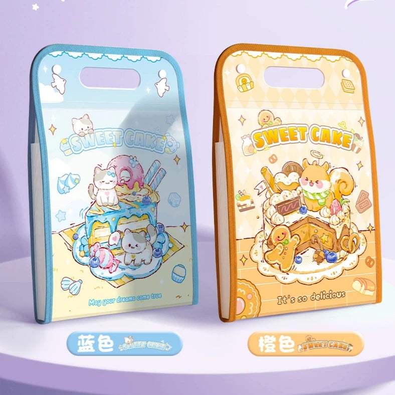 Cake Kawaii File Folder with Button Lock and Handle 12 Layers ( 1pc )