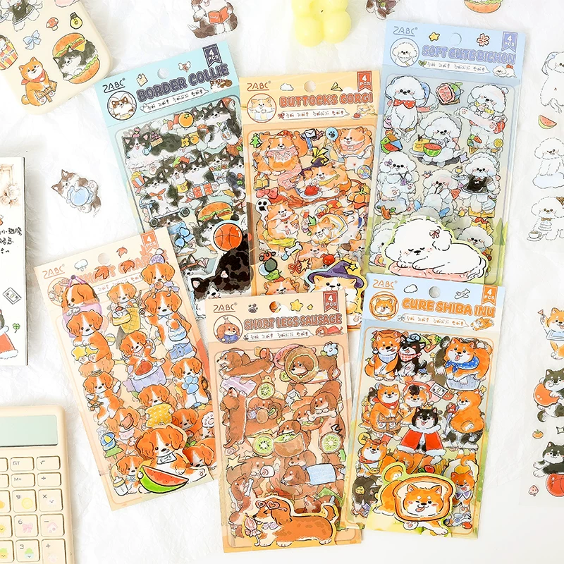 Cute Puppy Kitty Cat Journaling Scrapbooking Sticker Sheet ( 4 sheets )
