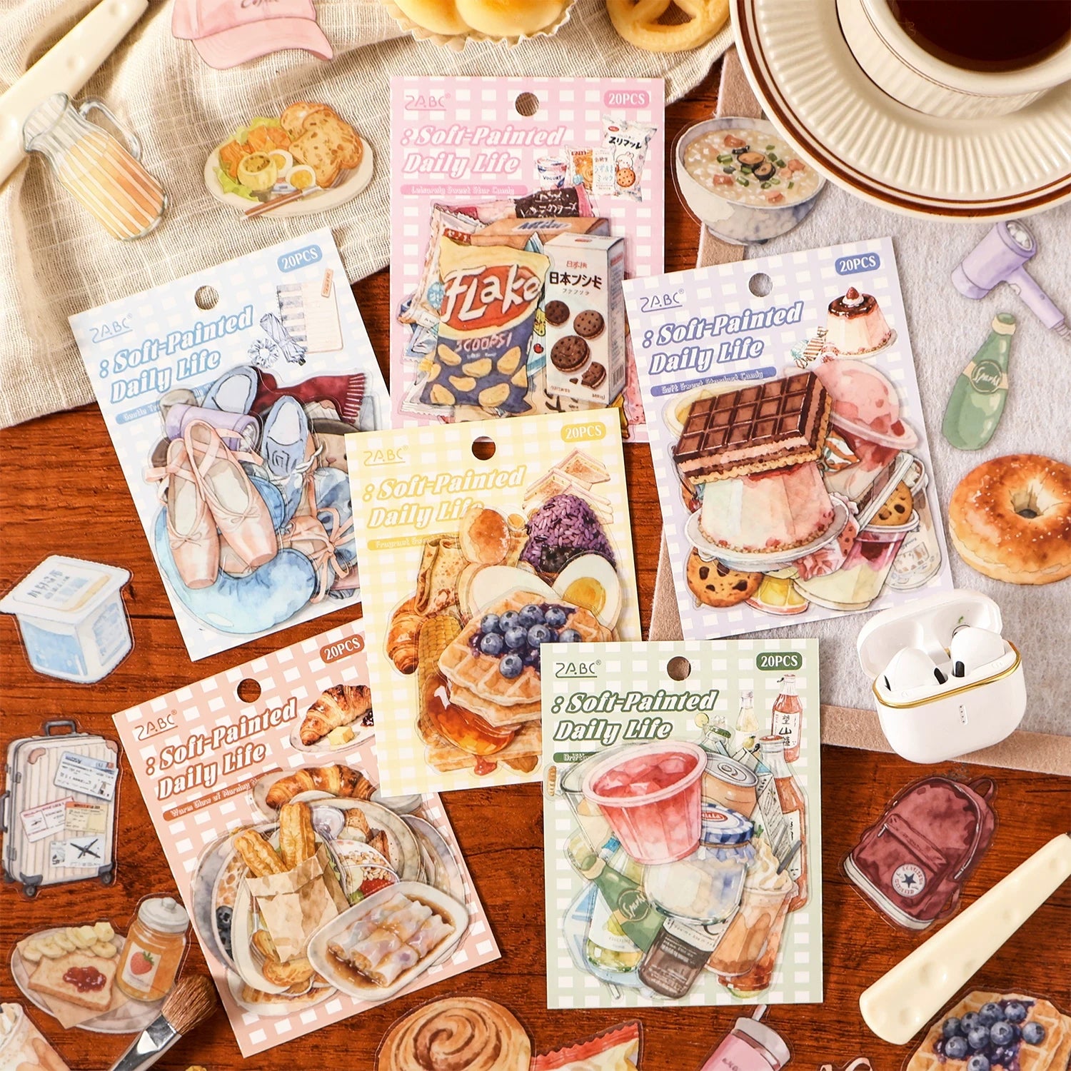 Soft-Style Daily Life Series Stickers for Journaling and Decoration ( 20pcs )