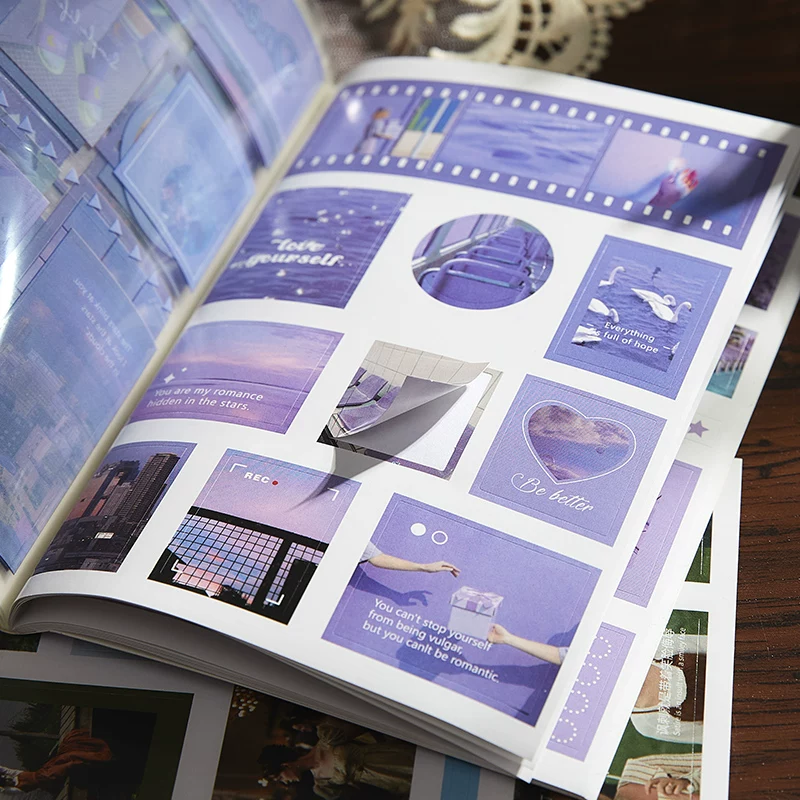 Aesthetic Deco Collage Journaling Scrapbooking Stickers Book ( 20 Sheets )