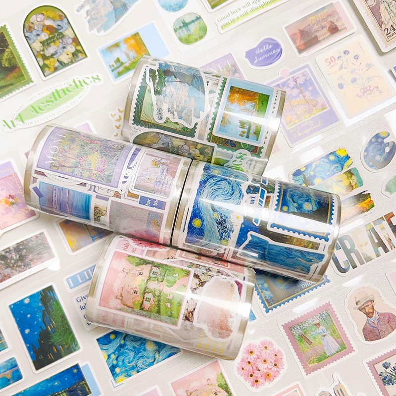 Oil Painting Style Journaling Stamp Sticker Roll ( 1pc )