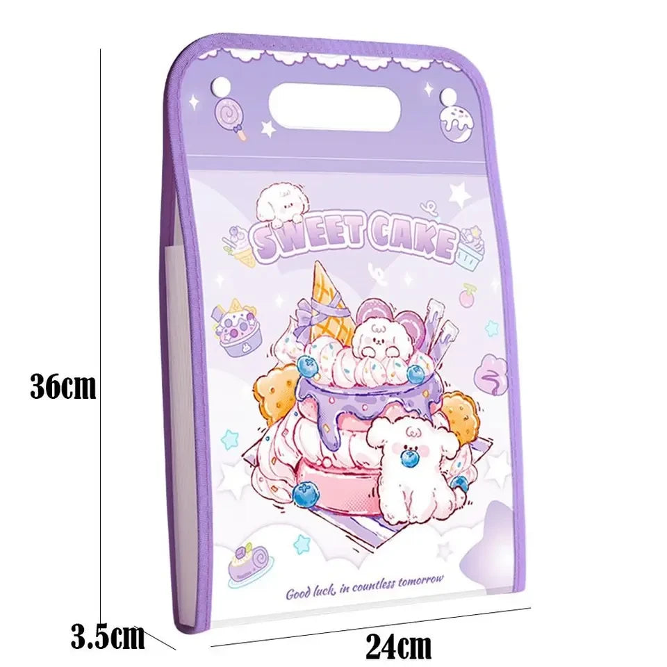Cake Kawaii File Folder with Button Lock and Handle 12 Layers ( 1pc )