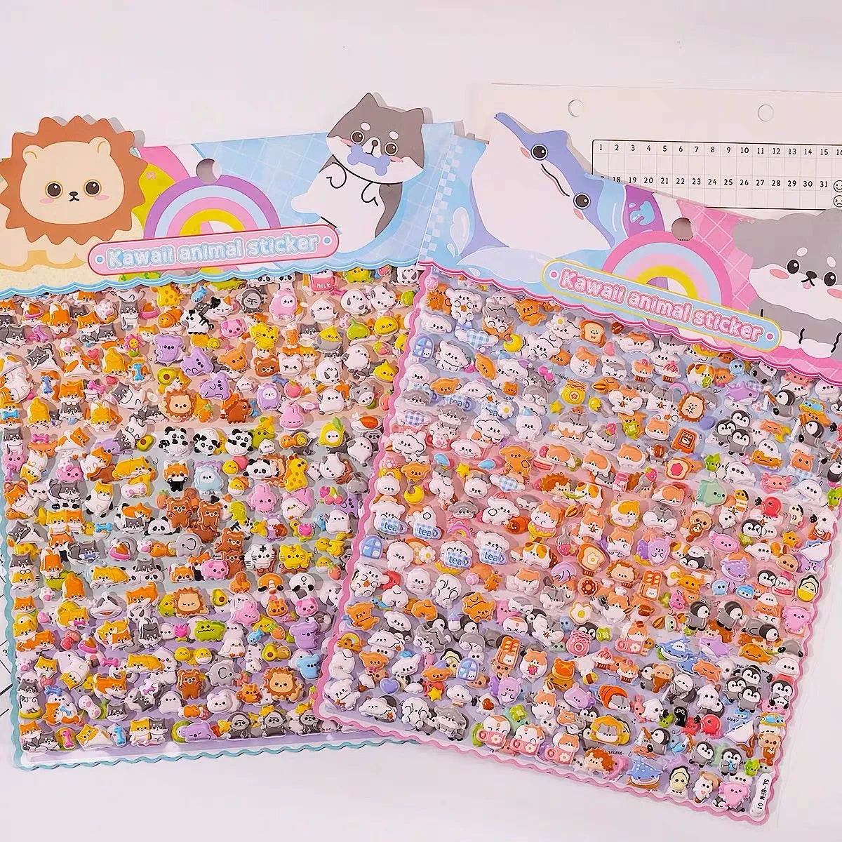 3D Kawaii Animal Puffy Foam Sticker Sheets ( 2 Sheets )