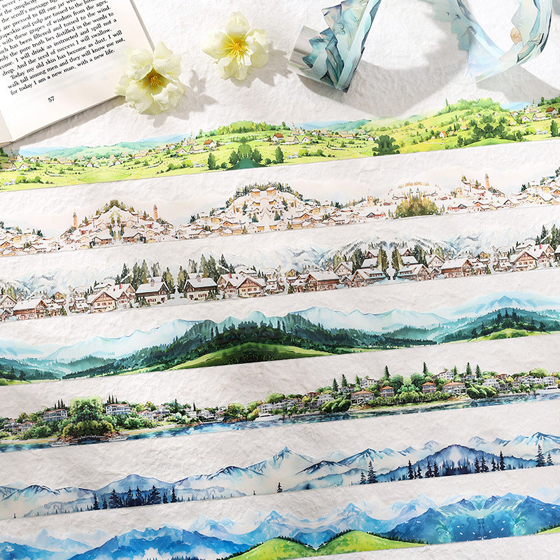 Scenery Journaling Scrapbooking Washi Tape Sticker Roll ( 4pcs )