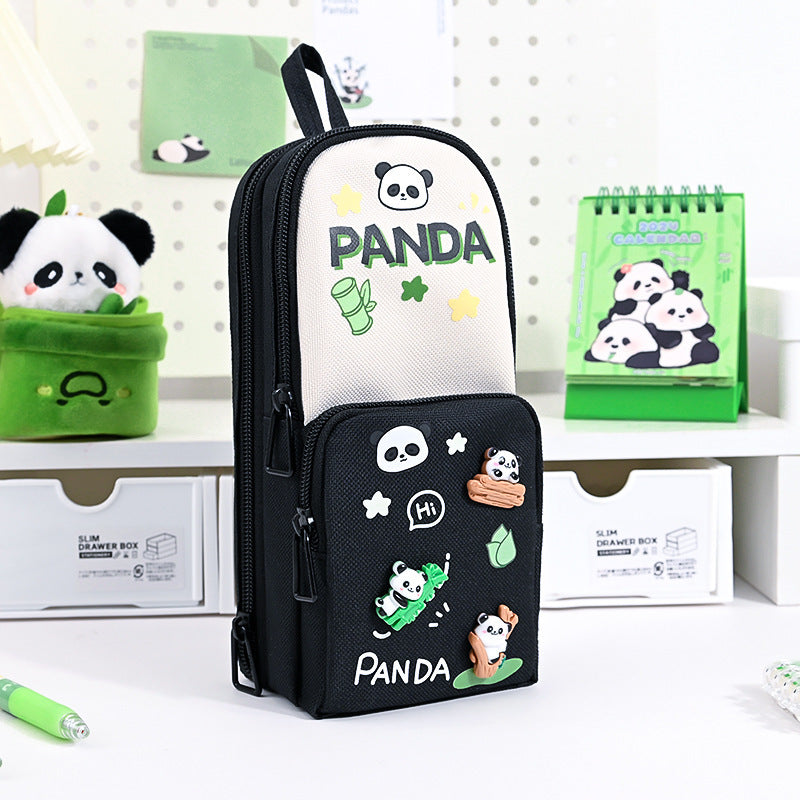 Panda Confetti Charm Double Layer Multipurpose Pencil Stationery Pouch ( 1pc )