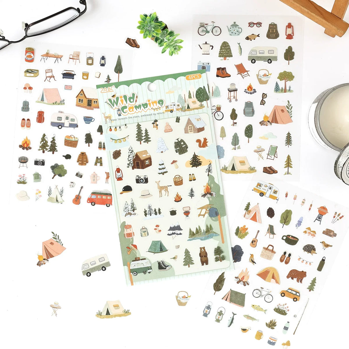 Little Joys of Life Series PET Journaling Scrapbooking Stickers Sheets ( 4 sheets )