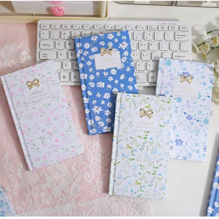 Fresh & Floral Bow Charm Hardbound Handbook Notebook Diary ( 1pc )