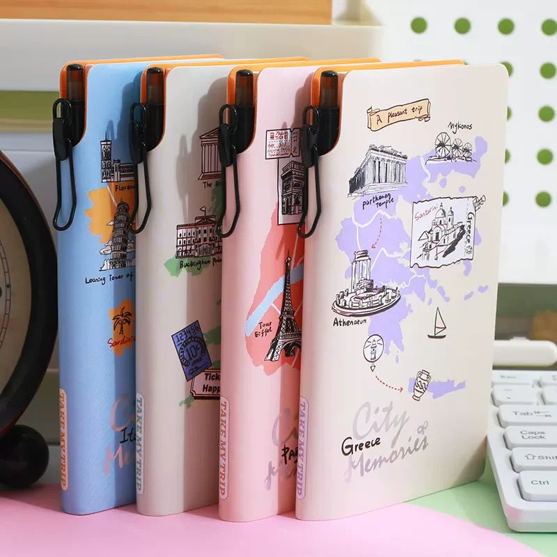 Travel Diary Notebook with Pen ( 1pc )