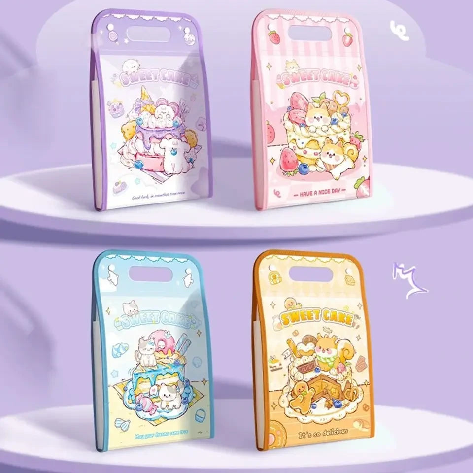 Cake Kawaii File Folder with Button Lock and Handle 12 Layers ( 1pc )