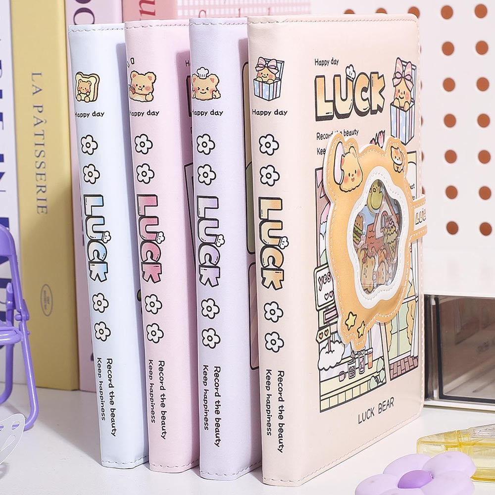 Kawaii Bear Confetti Magnetic Strap Notebook Diary ( 1pc )