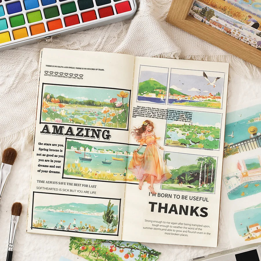 Seasonal Landscape PET Washi Journaling Scrapbooking Stickers Book ( 1pc )