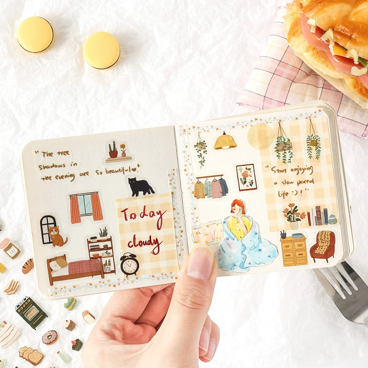 Little Joys of Life Series PET Journaling Scrapbooking Stickers Sheets ( 4 sheets )