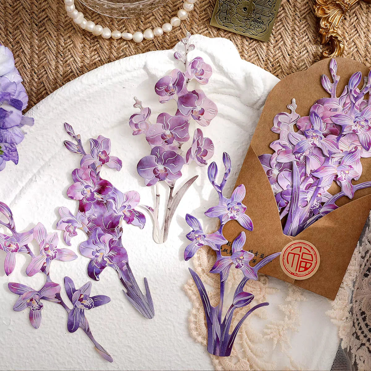 Elegant Floral Series Journaling Scrapbooking Cutouts ( 8pcs )
