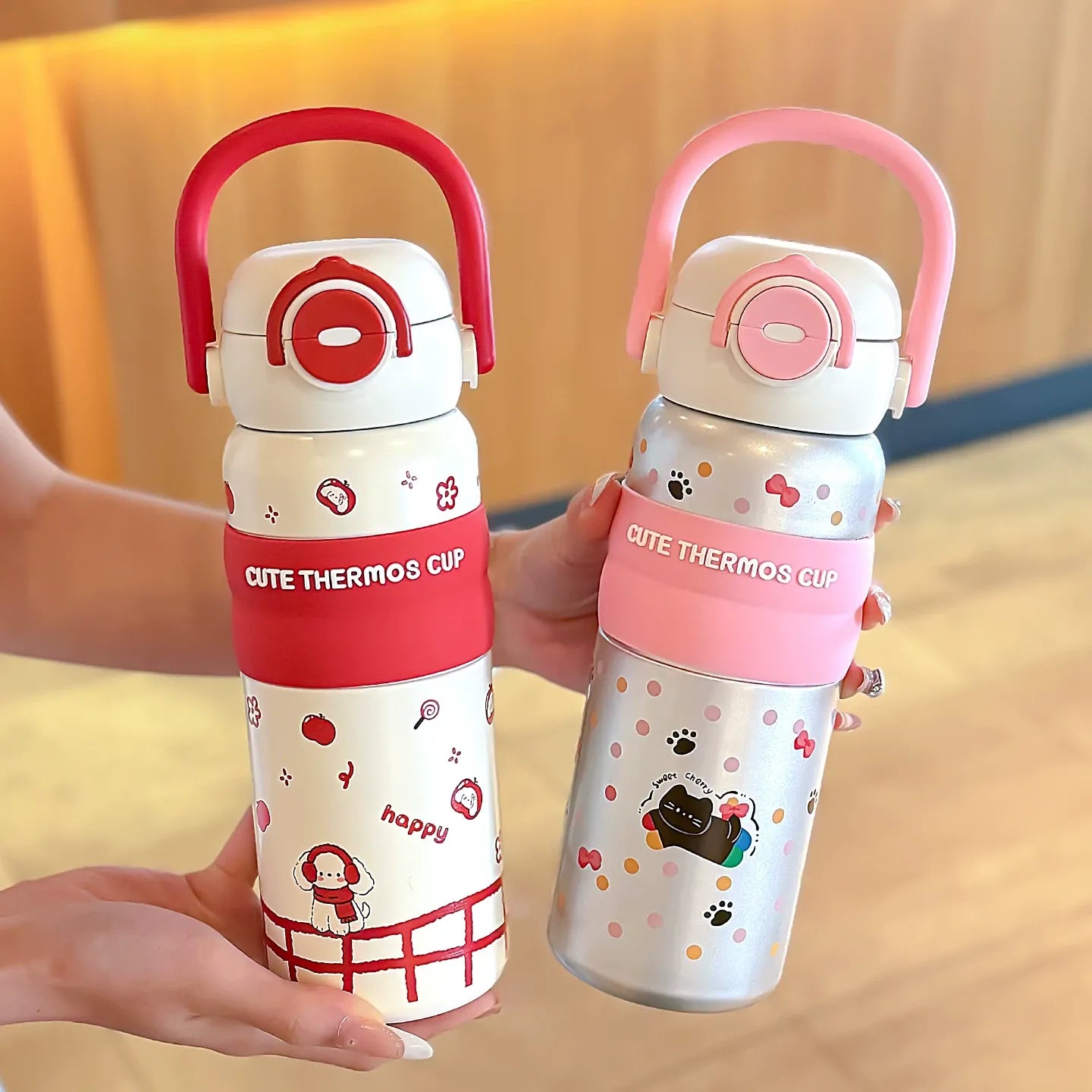 Pinteresty Thermos Double Sipper Stainless Steel Tumbler Bottle ( 1pc )