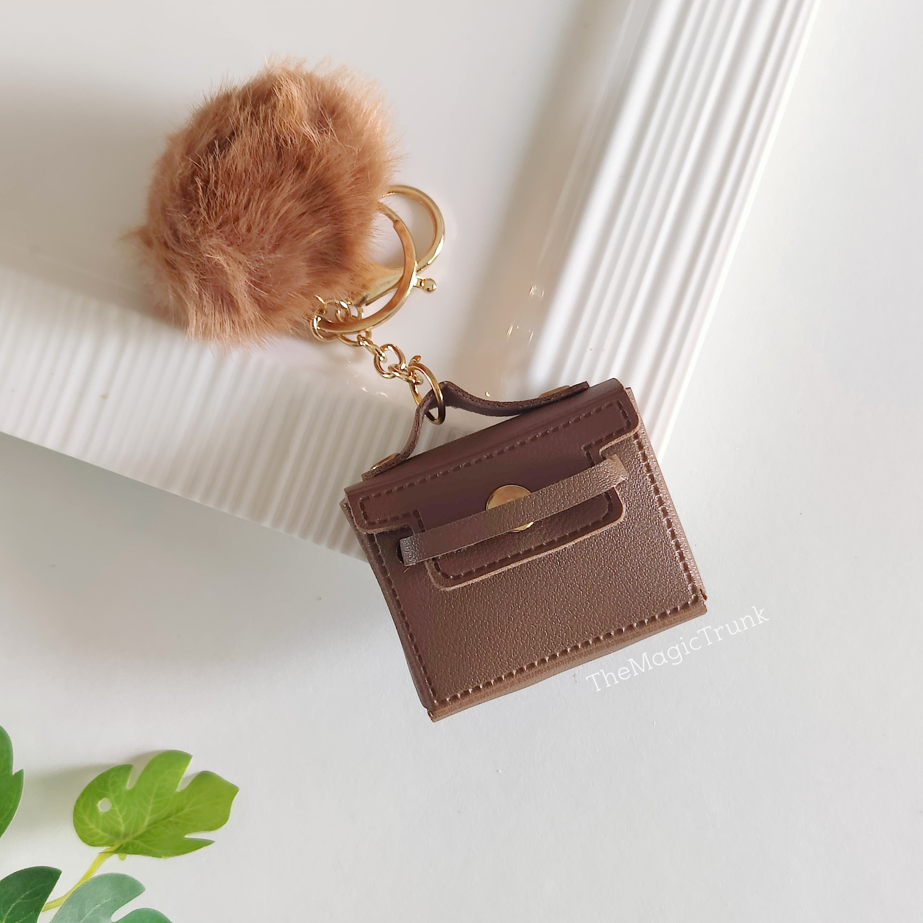 Mini Coin Purse Pouch With Pompom Keychain ( 1pc )