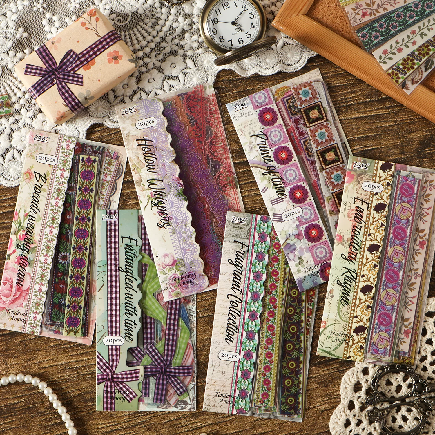 Lingering Amidst the Flower Series Journaling Scrapbooking Stickers Strips ( 20pcs )