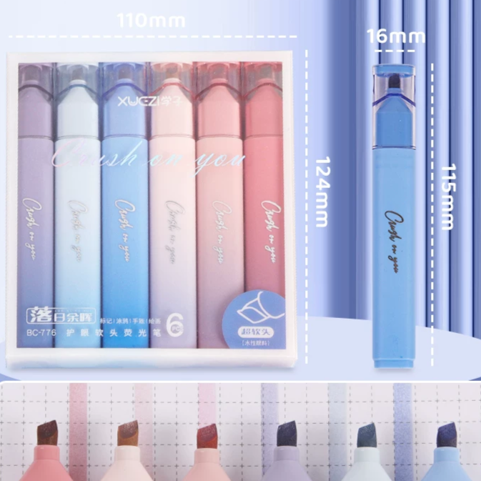 Aesthetic Morandi Pastel Highlighter Set ( 6pcs )