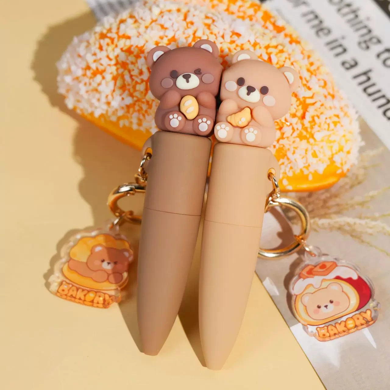 Bear Bakery Bestie Couple Charm Gel Pen ( 2pcs )