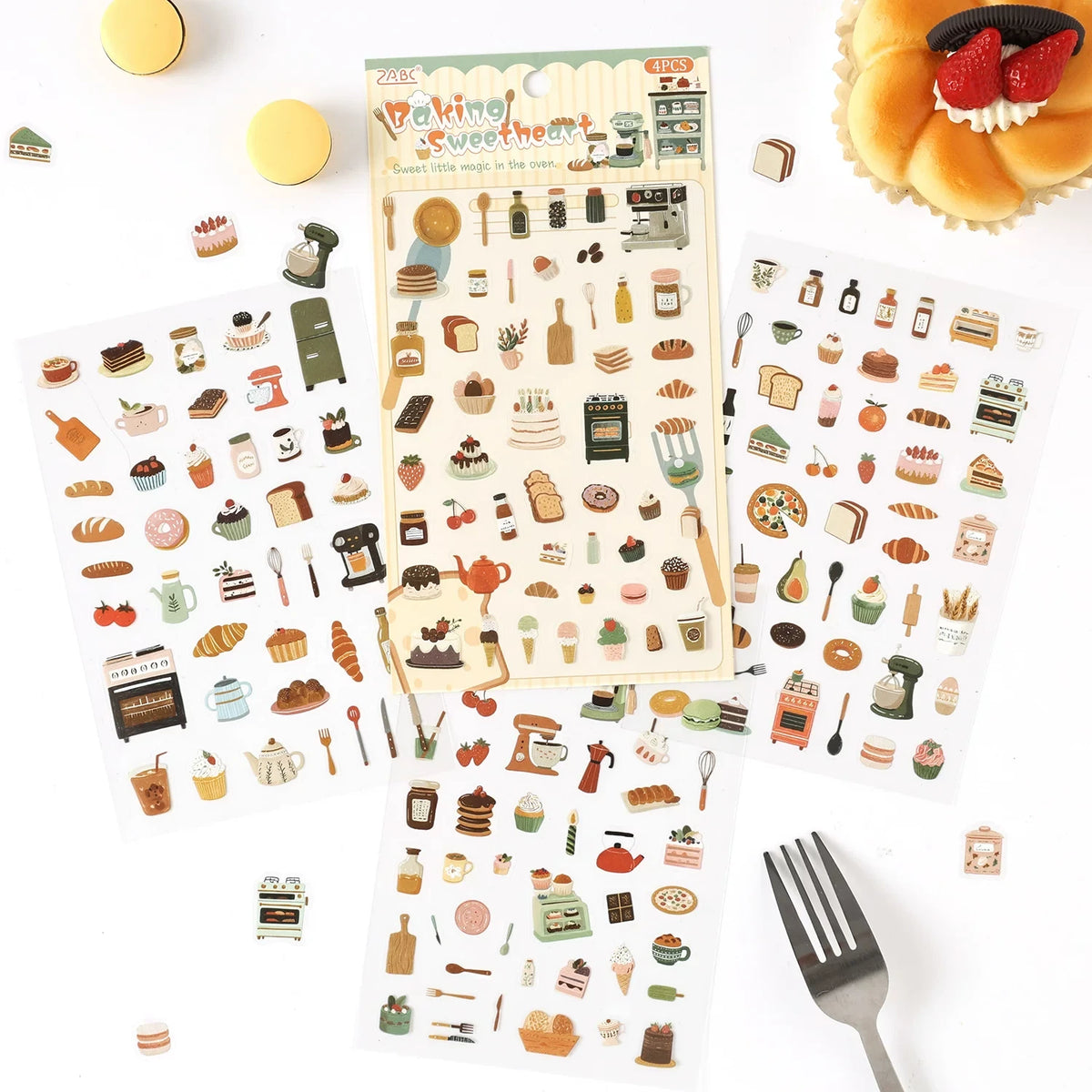 Little Joys of Life Series PET Journaling Scrapbooking Stickers Sheets ( 4 sheets )