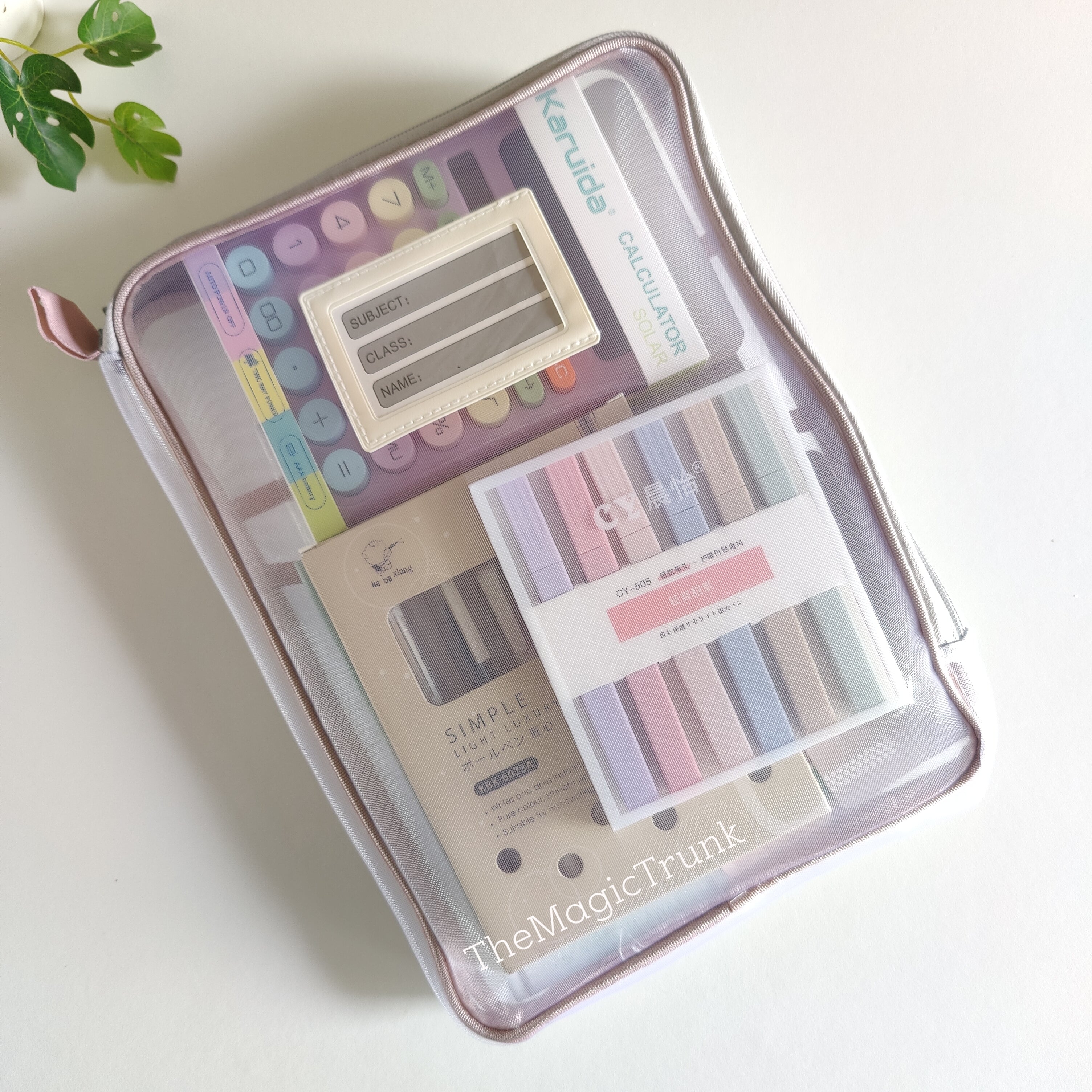 Aesthetic Mesh Folder Pouch Stationery Combo / Hamper