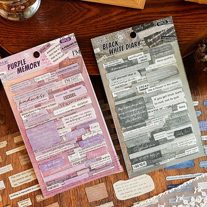 Retro Old Time English Quoted Series Journaling Scrapbooking Sticker Sheets ( 6sheets )