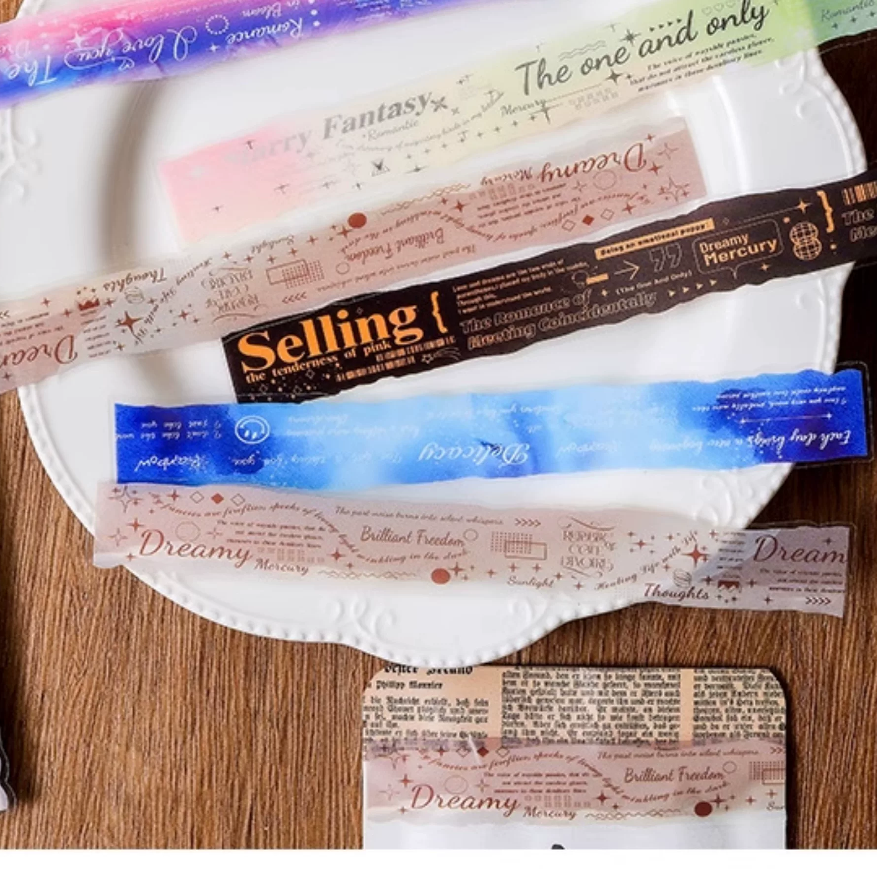 Retro Poetry English Journaling Scrapbooking Sticker Strips ( 20 Sheets )