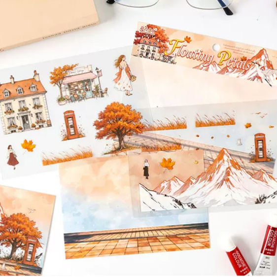 Seasonal Tour Scenery  Journaling Scrapbooking Stickers Sheets ( 3 Sheets )