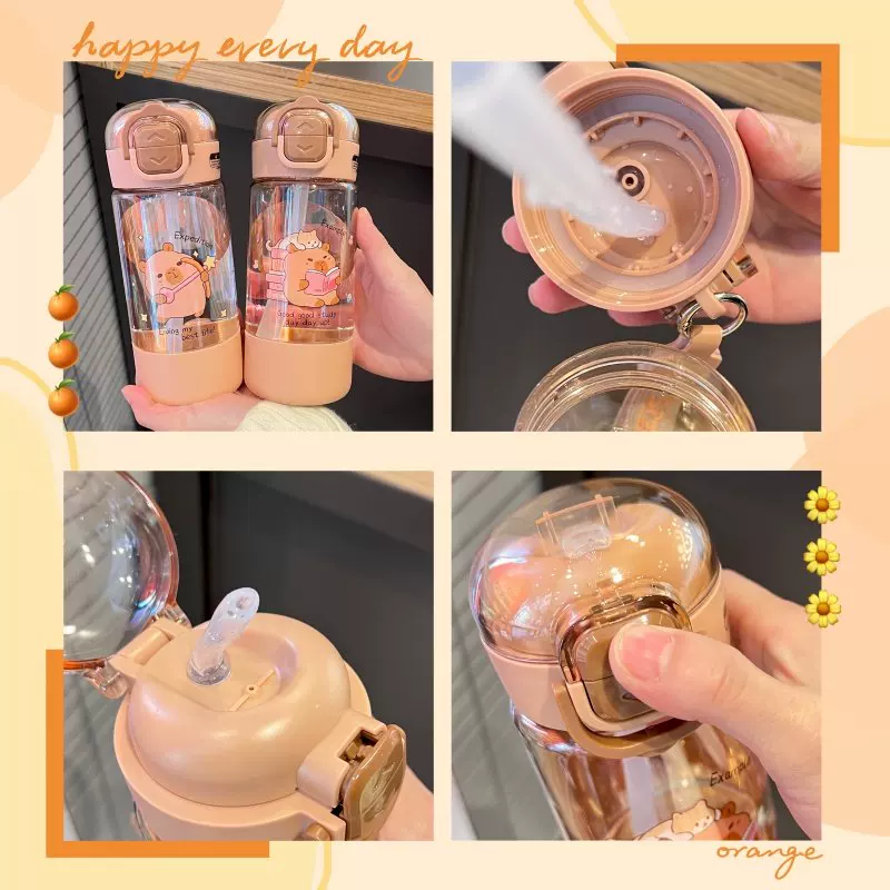 Capybara Double Sipper Water Bottle 580ML ( 1pc )
