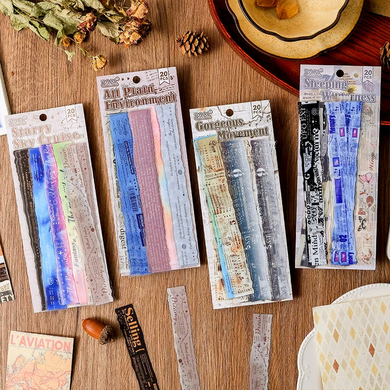 Retro Poetry English Journaling Scrapbooking Sticker Strips ( 20 Sheets )