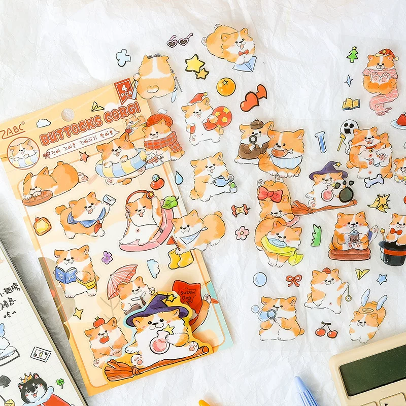 Cute Puppy Kitty Cat Journaling Scrapbooking Sticker Sheet ( 4 sheets )