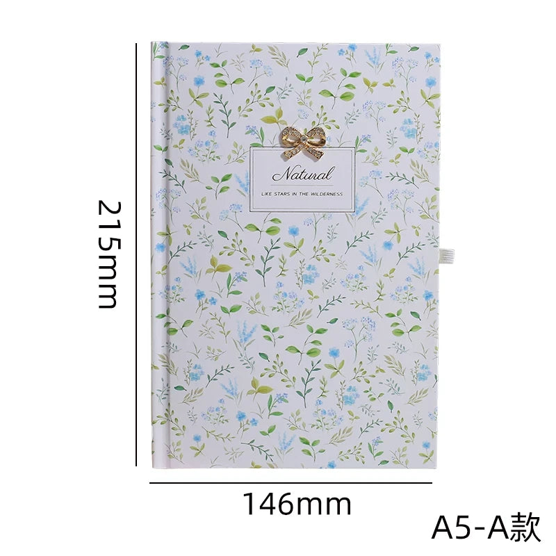 Floral Bow Charm Hardbound Handbook Notebook Diary A5 ( 1pc )