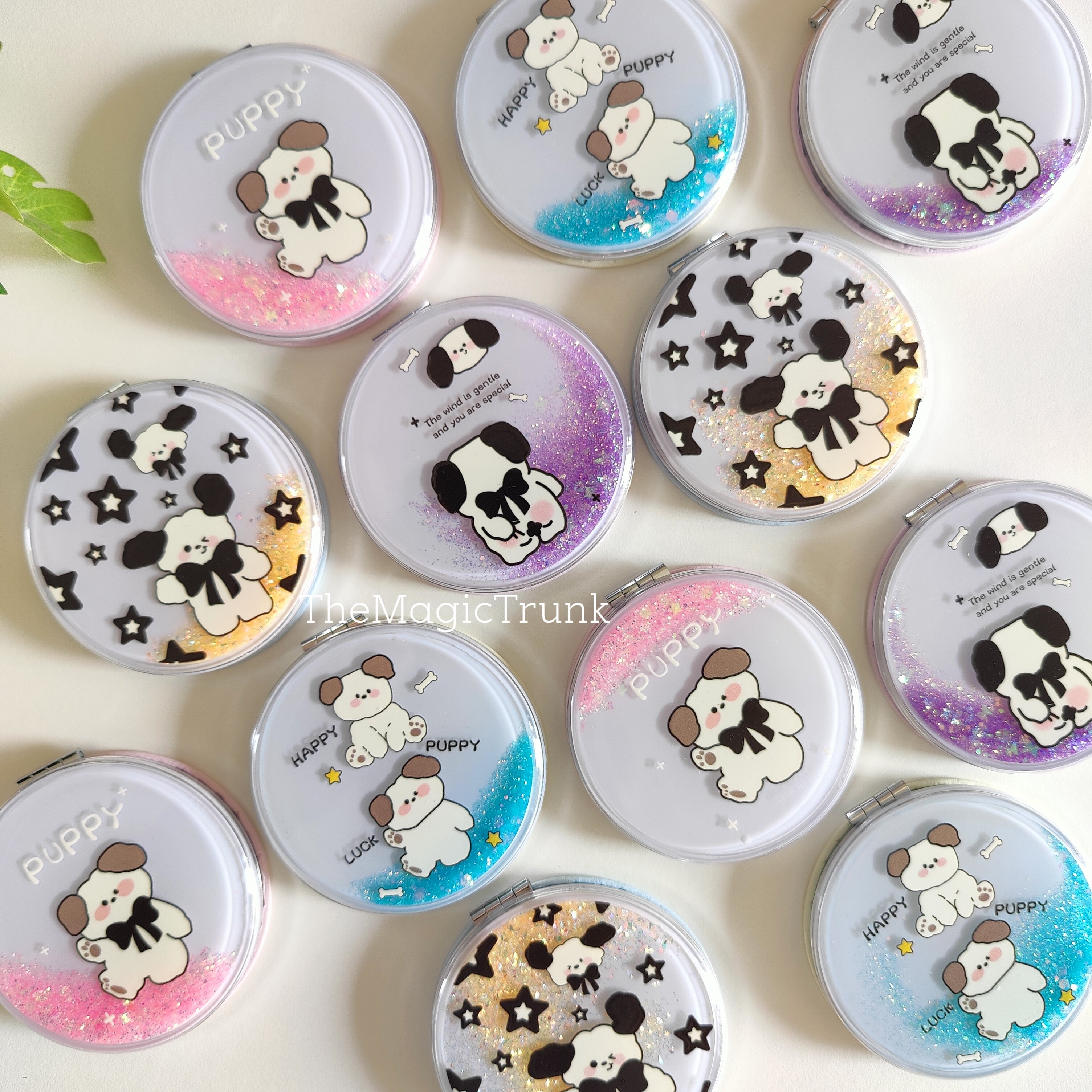 Puppy Glitter Cosmetic Pocket Mirror ( 1pc )