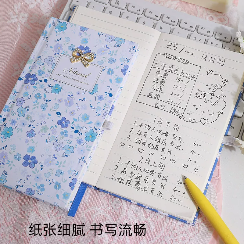 Fresh & Floral Bow Charm Hardbound Handbook Notebook Diary ( 1pc )