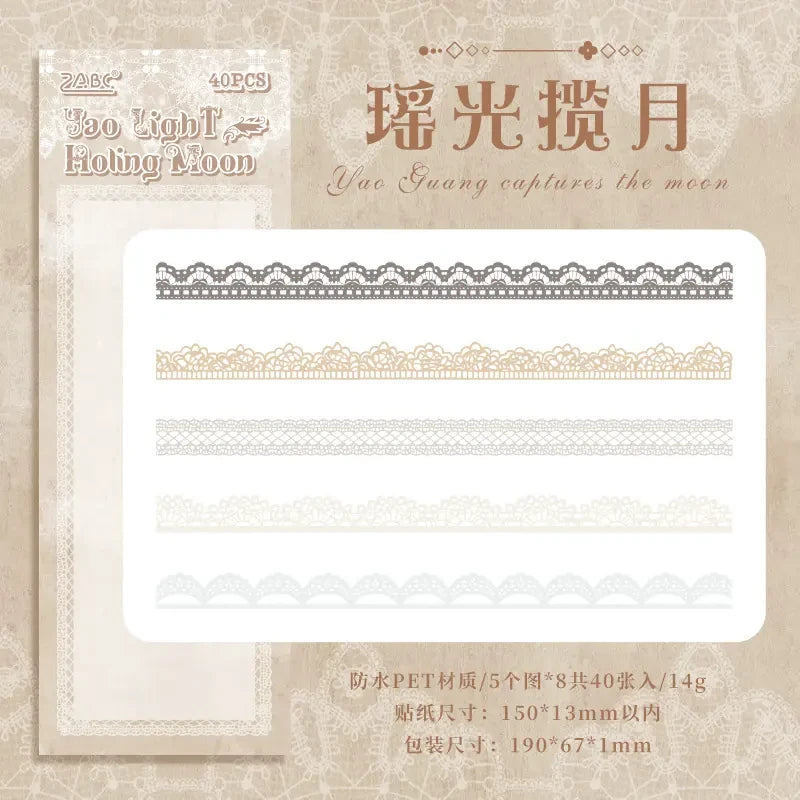 Dreamy Lace & Floral Series Journaling Scrapbooking Stickers Strips ( 40pcs )