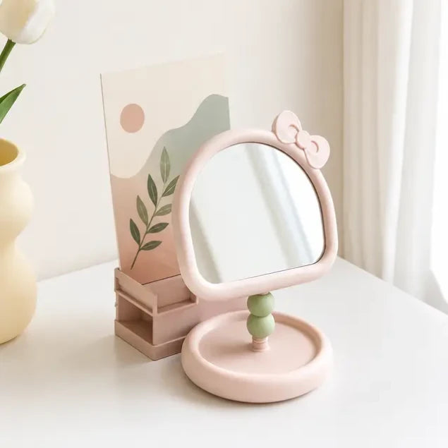 Pinteresty Coquette Bow Stand Tabletop Makeup Mirrors ( 1pc )
