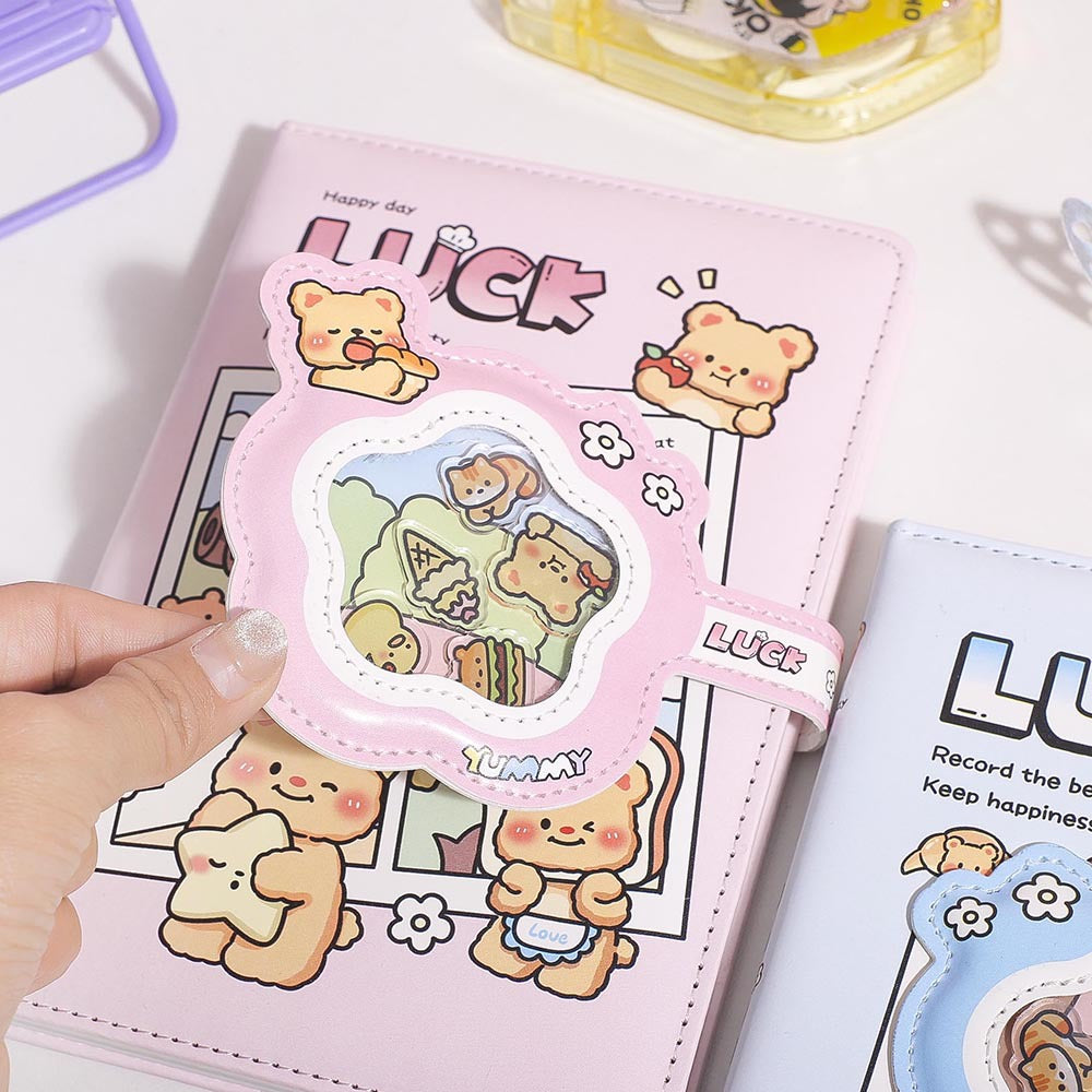 Kawaii Bear Confetti Magnetic Strap Notebook Diary ( 1pc )
