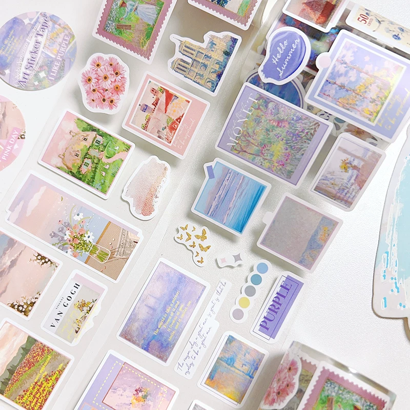 Oil Painting Style Journaling Stamp Sticker Roll ( 1pc )