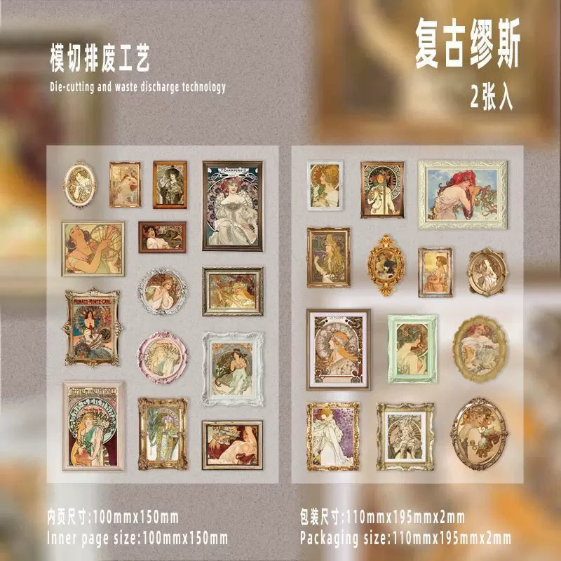Famous Art Museum Series Self Adhesive Journaling Scrapbook Sticker Sheets ( 2 sheets )