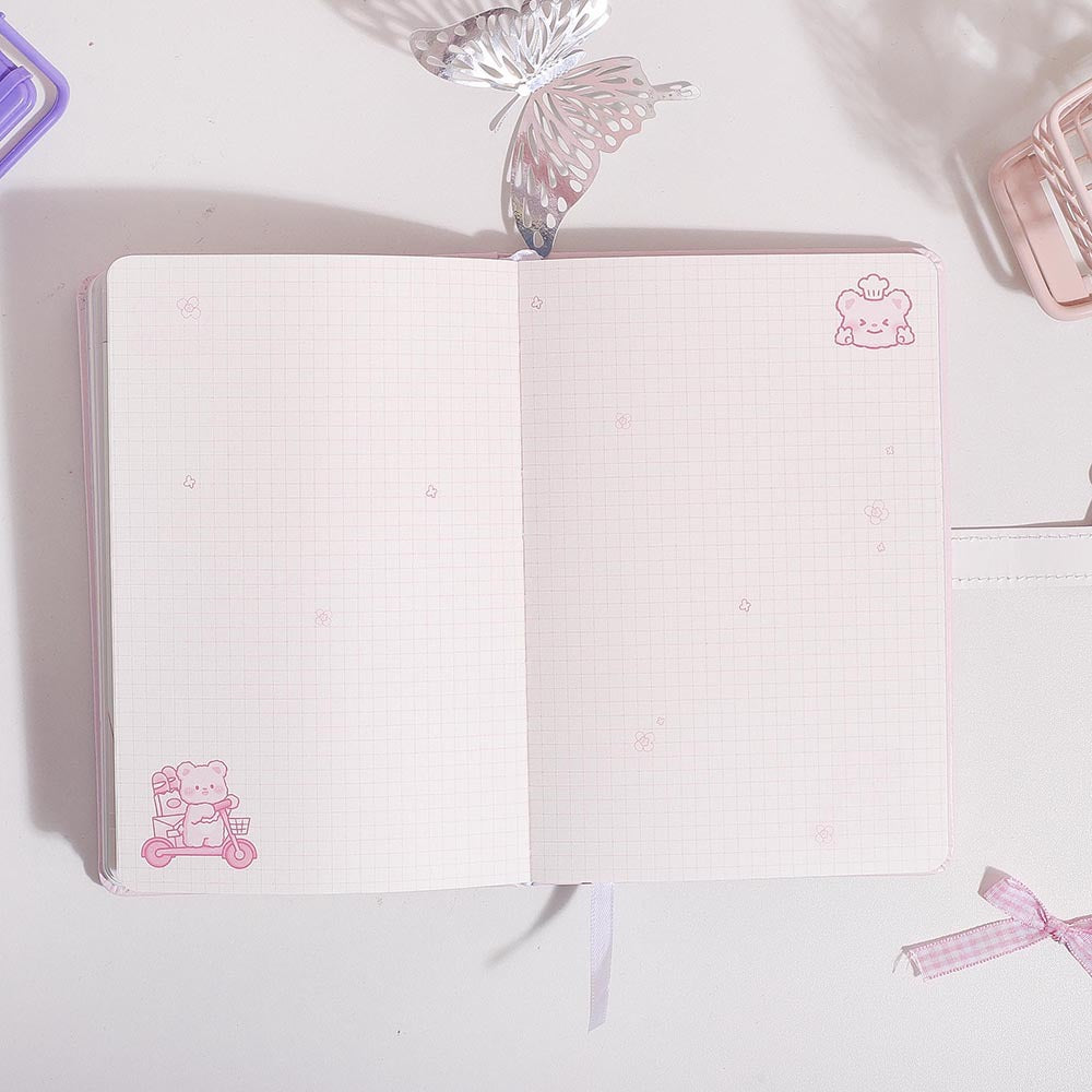 Kawaii Bear Confetti Magnetic Strap Notebook Diary ( 1pc )