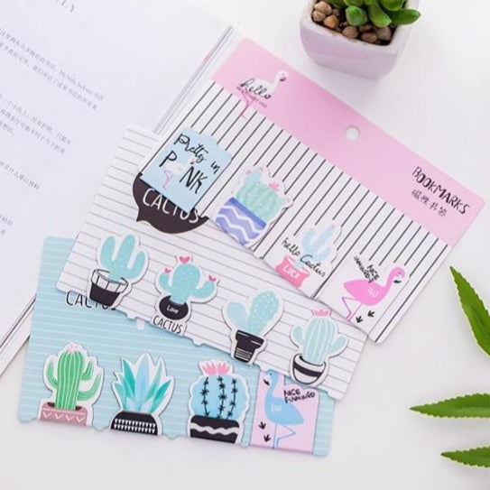 Cactus Flamingo Magnetic Bookmarks ( 4 pc )