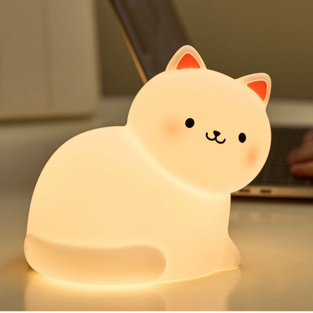 White Kitty Cat Silicone Night Light Lamp ( 1pc )
